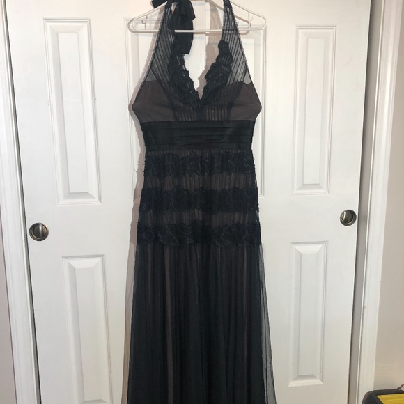 BCBG navy, drop waist, halter gown, size 6 - Picture 1 of 8